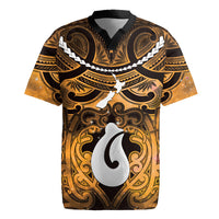 Personalised Maori Matariki Hei Matau Kowhai Rugby Jersey Maori Kowhaiwhai Pattern Galaxy LT01 Yellow - Polynesian Pride