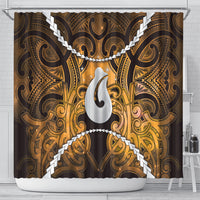 Maori Matariki Hei Matau Kowhai Shower Curtain Maori Kowhaiwhai Pattern Galaxy LT01 - Polynesian Pride