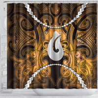 Maori Matariki Hei Matau Kowhai Shower Curtain Maori Kowhaiwhai Pattern Galaxy LT01 - Polynesian Pride