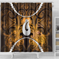 Maori Matariki Hei Matau Kowhai Shower Curtain Maori Kowhaiwhai Pattern Galaxy LT01 - Polynesian Pride