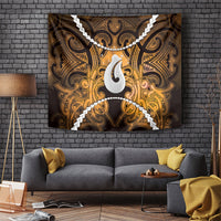 Maori Matariki Hei Matau Kowhai Tapestry Maori Kowhaiwhai Pattern Galaxy LT01 Yellow - Polynesian Pride