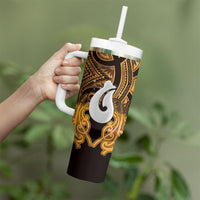 Personalised Maori Matariki Hei Matau Kowhai Tumbler With Handle Maori Kowhaiwhai Pattern Galaxy LT01 - Polynesian Pride