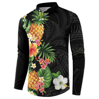 Hawaii Pineapple Tropical Button Sweatshirt Colorful Hibiscus Plumeria LT01 - Polynesian Pride