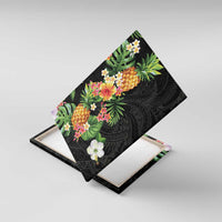 Hawaii Pineapple Tropical Canvas Wall Art Colorful Hibiscus Plumeria LT01 With Frame Black - Polynesian Pride