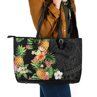 Hawaii Pineapple Tropical Leather Tote Bag Colorful Hibiscus Plumeria LT01 - Polynesian Pride