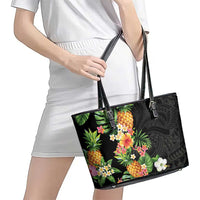 Hawaii Pineapple Tropical Leather Tote Bag Colorful Hibiscus Plumeria LT01 - Polynesian Pride