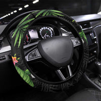 Hawaii Pineapple Tropical Steering Wheel Cover Colorful Hibiscus Plumeria LT01 Universal Fit Black - Polynesian Pride