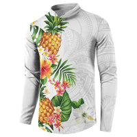 Hawaii Pineapple Tropical Button Sweatshirt Luminous Hibiscus Plumeria LT01 - Polynesian Pride