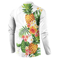 Hawaii Pineapple Tropical Button Sweatshirt Luminous Hibiscus Plumeria LT01 - Polynesian Pride