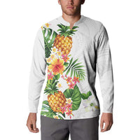 Hawaii Pineapple Tropical Button Sweatshirt Luminous Hibiscus Plumeria LT01 - Polynesian Pride