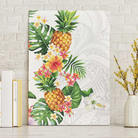 Hawaii Pineapple Tropical Canvas Wall Art Luminous Hibiscus Plumeria LT01 Without Frame White - Polynesian Pride