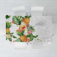 Hawaii Pineapple Tropical Tablecloth Luminous Hibiscus Plumeria LT01 White - Polynesian Pride