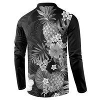 Hawaii Pineapple Tropical Button Sweatshirt Neutral Hibiscus Plumeria LT01 - Polynesian Pride