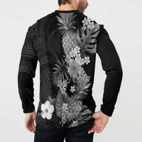 Hawaii Pineapple Tropical Button Sweatshirt Neutral Hibiscus Plumeria LT01 - Polynesian Pride