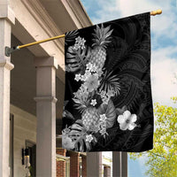 Hawaii Pineapple Tropical Garden Flag Neutral Hibiscus Plumeria LT01 House Flag Black - Polynesian Pride