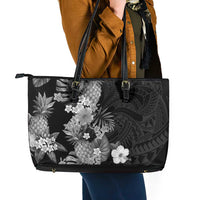 Hawaii Pineapple Tropical Leather Tote Bag Neutral Hibiscus Plumeria LT01 - Polynesian Pride