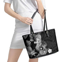 Hawaii Pineapple Tropical Leather Tote Bag Neutral Hibiscus Plumeria LT01 - Polynesian Pride