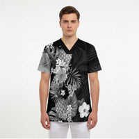Hawaii Pineapple Tropical Scrub Top Neutral Hibiscus Plumeria - Polynesian Pride