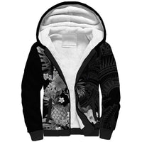 Hawaii Pineapple Tropical Sherpa Hoodie Neutral Hibiscus Plumeria LT01 Unisex Black - Polynesian Pride