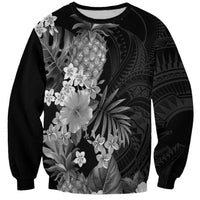Hawaii Pineapple Tropical Sweatshirt Neutral Hibiscus Plumeria LT01 Unisex Black - Polynesian Pride