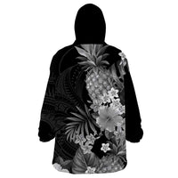 Hawaii Pineapple Tropical Wearable Blanket Hoodie Neutral Hibiscus Plumeria LT01 - Polynesian Pride