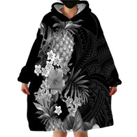 Hawaii Pineapple Tropical Wearable Blanket Hoodie Neutral Hibiscus Plumeria LT01 - Polynesian Pride
