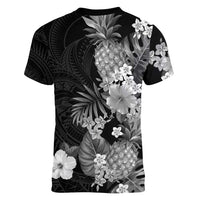 Hawaii Pineapple Tropical Women V-Neck T-Shirt Neutral Hibiscus Plumeria LT01 - Polynesian Pride
