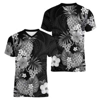 Hawaii Pineapple Tropical Women V-Neck T-Shirt Neutral Hibiscus Plumeria LT01 - Polynesian Pride