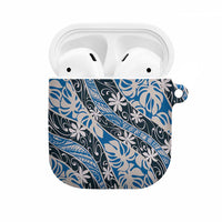 Ninamu Tahiti Tiare Monstera AirPods Case Polynesian Pattern Curve Style LT01 Blue - Polynesian Pride