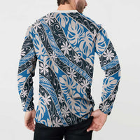 Ninamu Tahiti Tiare Monstera Button Sweatshirt Polynesian Pattern Curve Style - Polynesian Pride