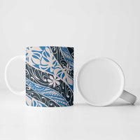 Ninamu Tahiti Tiare Monstera Ceramic Mug Polynesian Pattern Curve Style - Polynesian Pride