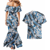 Ninamu Tahiti Tiare Monstera Couples Matching Mermaid Dress and Hawaiian Shirt Polynesian Pattern Curve Style LT01 - Polynesian Pride