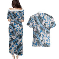 Ninamu Tahiti Tiare Monstera Couples Matching Puletasi and Hawaiian Shirt Polynesian Pattern Curve Style LT01 - Polynesian Pride