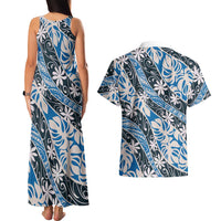 Ninamu Tahiti Tiare Monstera Couples Matching Tank Maxi Dress and Hawaiian Shirt Polynesian Pattern Curve Style LT01 - Polynesian Pride