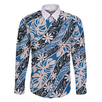 Ninamu Tahiti Tiare Monstera Family Matching Off The Shoulder Long Sleeve Dress and Hawaiian Shirt Polynesian Pattern Curve Style - Polynesian Pride