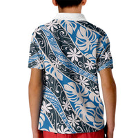 Ninamu Tahiti Tiare Monstera Kid Polo Shirt Polynesian Pattern Curve Style - Polynesian Pride