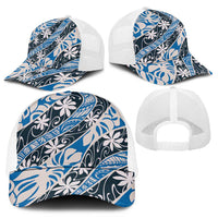 Ninamu Tahiti Tiare Monstera Mesh Trucker Cap Polynesian Pattern Curve Style - Polynesian Pride