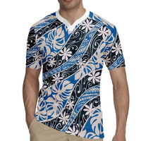 Ninamu Tahiti Tiare Monstera Rugby Jersey Polynesian Pattern Curve Style - Polynesian Pride