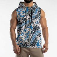 Ninamu Tahiti Tiare Monstera Sleeveless Zip Hoodie Polynesian Pattern Curve Style LT01 - Polynesian Pride