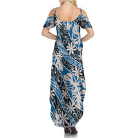 Ninamu Tahiti Tiare Monstera Summer Maxi Dress Polynesian Pattern Curve Style LT01 - Polynesian Pride