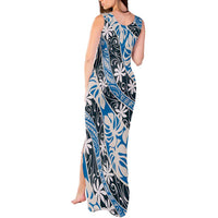 Ninamu Tahiti Tiare Monstera Tank Maxi Dress Polynesian Pattern Curve Style - Polynesian Pride