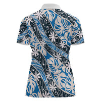 Ninamu Tahiti Tiare Monstera Women Polo Shirt Polynesian Pattern Curve Style LT01 - Polynesian Pride