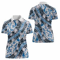 Ninamu Tahiti Tiare Monstera Women Polo Shirt Polynesian Pattern Curve Style LT01 - Polynesian Pride