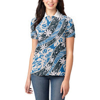 Ninamu Tahiti Tiare Monstera Women Polo Shirt Polynesian Pattern Curve Style LT01 - Polynesian Pride