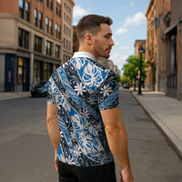 Ninamu Tahiti Tiare Monstera Zipper Polo Shirt Polynesian Pattern Curve Style LT01 - Polynesian Pride