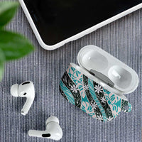 Cyan Tahiti Tiare Monstera AirPods Case Polynesian Pattern Curve Style - Polynesian Pride