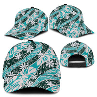 Cyan Tahiti Tiare Monstera Classic Cap Polynesian Pattern Curve Style LT01 - Polynesian Pride