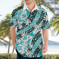 Cyan Tahiti Tiare Monstera Hawaiian Shirt Polynesian Pattern Curve Style LT01 - Polynesian Pride