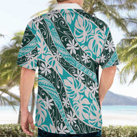 Cyan Tahiti Tiare Monstera Hawaiian Shirt Polynesian Pattern Curve Style LT01 - Polynesian Pride