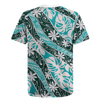 Cyan Tahiti Tiare Monstera Rugby Jersey Polynesian Pattern Curve Style LT01 - Polynesian Pride